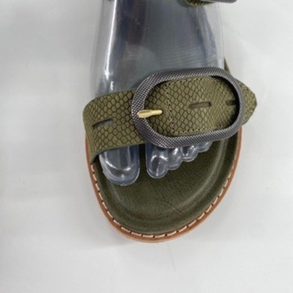 Sofft Elmira Forest Womens Green Leather Double Buckle Flat Sandals Slides Sz 6 - Picture 8 of 9